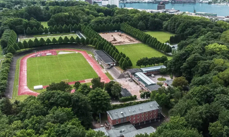 Sportgelände in Flensburg Drohnenaufnahme